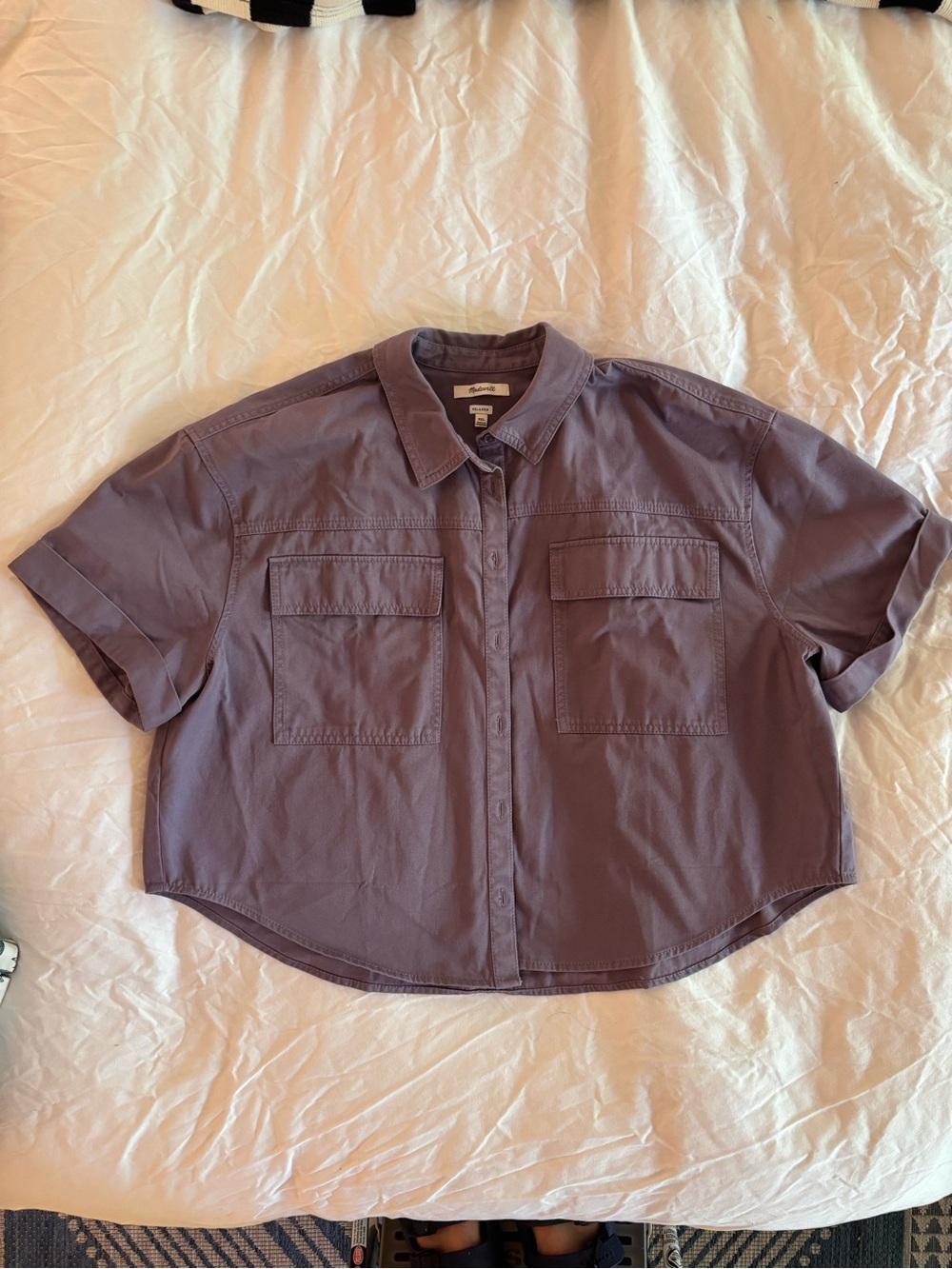 Madewell Washed Lilac Short-Sleeve Button-Down Shirt